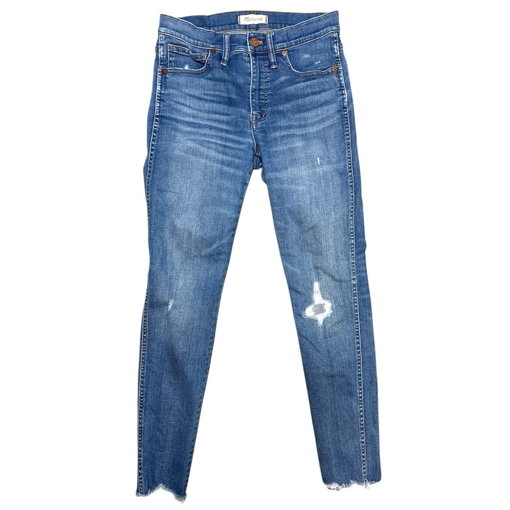 Madewell 9” High Rise Skinny‎ Distressed Raw Hem Ankle Jeans Women’s Size 27